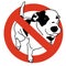 No entry dogs. Prohibition of dog. Strict ban on walking the dog, forbidden.