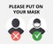 No Entry Without Face Mask or Wear a Mask Icon. Vector Image.