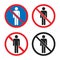 No entry icon set, no people sign with man silhouette