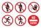 No entry icon set, no people sign, no men and women