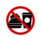 No fast food. Prohibition sign. Forbidden round sign. Vector illustration