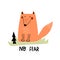No fear. cartoon fox, hand drawing lettering. colorful vector illustration for kids.