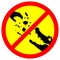 No feeding crocodiles warning sign vector illustration