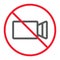 No filming line icon, prohibition and forbidden