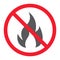 No Fire glyph icon, prohibition and forbidden