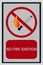 No fire ignition sign on white