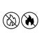 No fire line and glyph icon. Forbidden fire vector illustration isolated on white. No flame outline style design