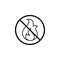 No fire line icon, warning prohibition sign