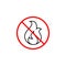 No fire line icon, warning prohibition sign,