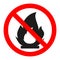 No Fire sign. Prohibition open flame symbol.