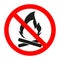 No Fire sign. Prohibition open flame symbol. Red icon on white background.