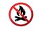 No Fire sign. Sign of prohibition to make a fire. Prohibition to make fire