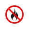 No fire vector icon for prohibited concept for your web site design, logo, app, UI. illustration