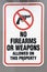 No firearms or weapons warning sign