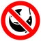 No fishing forbidden sign, modern round sticker, vector illustration