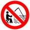 No fishing forbidden sign, modern round sticker, vector illustration