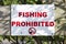 No fishing prohibited sign at sea port docks uk