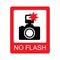 No flash photography sign, Prohibition symbol sticker for area places