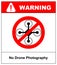 No fly drones sign. No fly zone, Drone sign isolated on white background, Vector illustration. Prohibition symbol in red