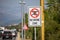 No-fly zone - drone fly forbiden - sign near the airport in Tivat