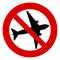 No flying icon on white background. Forbidden plane sign. Forbidden airplane vector
