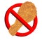 No food with chicken fries icon prohibition sign