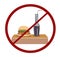 No food and drinks allowed. Hamburger and soda