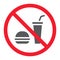 No food glyph icon, prohibition and forbidden