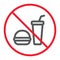 No food line icon, prohibition and forbidden