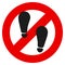 No foot step prohibition sign vector illustration