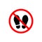 No foot step sign. Vector prohibited sign, flat illustration