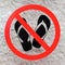 No footwear allowed sign