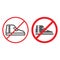 No footwear line and glyph icon, prohibited and forbidden, no shoes sign, vector graphics, a linear pattern on a white