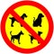 No four dogs without permit in private property warning sign vector illustration