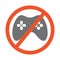 No Gamepad symbol design illustration. Forbidden sign with gaming joystick icon isolated on white background. Red line
