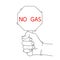 NO GAS. Shortage resources. Message of global gas crisis on paper. Editable hand drawn contour. Sketch in minimalist