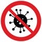 No  germ icon prohibited sign. No viruses icon.  No bacteria sign. Antibacterial sympol vector