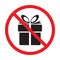 No gift icon vector forbidden present icon. No gifts vector sign. Warning, caution, attention, restriction, danger, ban for