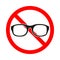 No glasses icon. Forbidden sunglasses sign