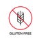 No Gluten Food Diet. Gluten Free Line Icon. Allergy Wheat Forbidden Symbol. Gluten Nutrition Ban Logo. Organic Grain Red