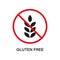 No Gluten Food Diet. Gluten Free Silhouette Black Icon. Allergy Wheat Forbidden Symbol. Gluten Nutrition Ban Logo