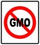 No GMO sign icon. Without Genetically modified food. Stop GMO. Red prohibition sign.