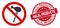 No Grilled Chicken Icon with Distress Halal Products Seal