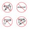 No gun and knife, weapons forbidden signs set on white background