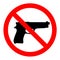 No guns, no weapons, prohibition sign on white background