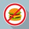 No hamburger allowed sign.