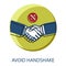 No handshake icon with red forbidden sign  avoiding physical contact and corona virus infection
