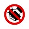 No handshake. Prohibition sign. Forbidden round sign. Vector illustration