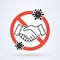 No handshake for virus prevention concept. Bacteria when shaking hands. vector illustration