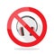 No headphones prohibition sign